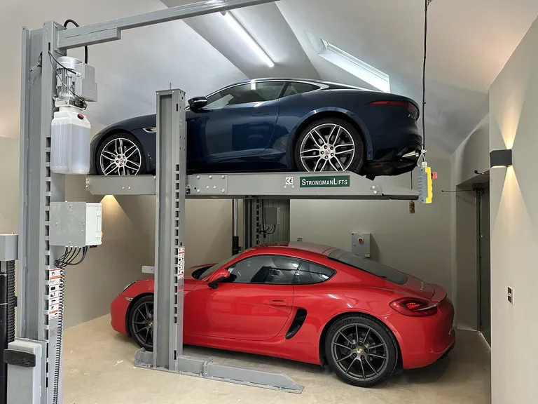 Strongman Lifts - Donnington car parking and storage lift - doubling storage at home