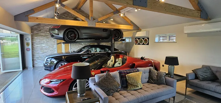 Strongman Lifts - Tongland car parking lift in luxury dream garage